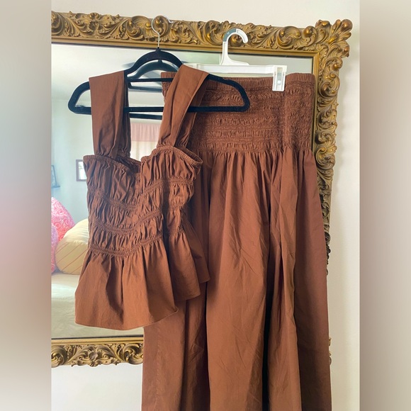 STAUD Chocolate Brown Smocked Set - Picture 1 of 2